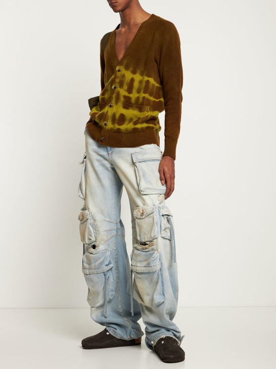 The Elder Statesman: Cardigan en maille de cachemire tie & dye - Marron/Vert - men_1 | Luisa Via Roma
