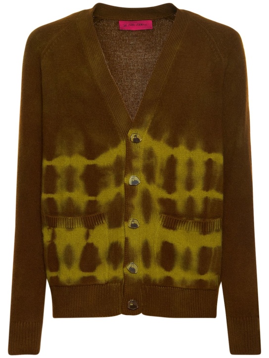 The Elder Statesman: Cardigan en maille de cachemire tie & dye - Marron/Vert - men_0 | Luisa Via Roma