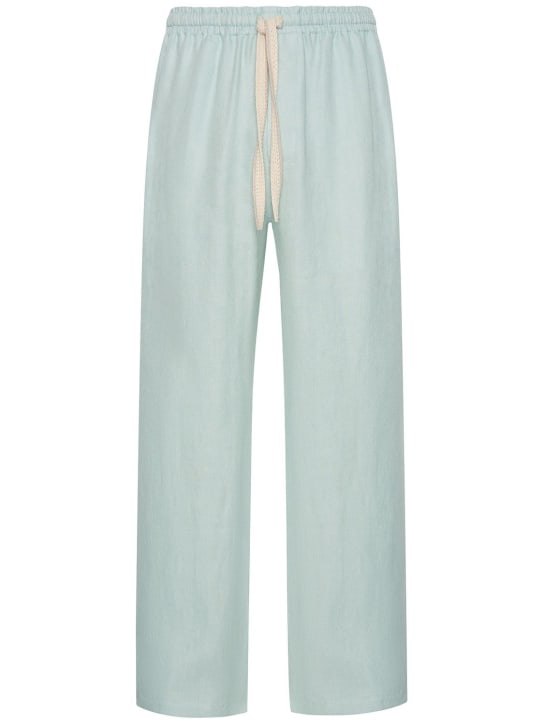 Commas: Wide leg linen pants - Pistachio - men_0 | Luisa Via Roma