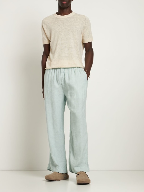Commas: Wide leg linen pants - Pistachio - men_1 | Luisa Via Roma