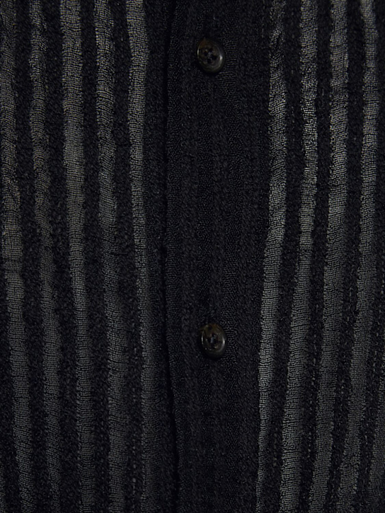 Commas: Sheer striped woven linen shirt - Black - men_3 | Luisa Via Roma