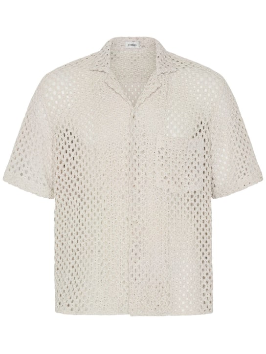 Commas: Short sleeve macramé shirt - Beige - men_0 | Luisa Via Roma