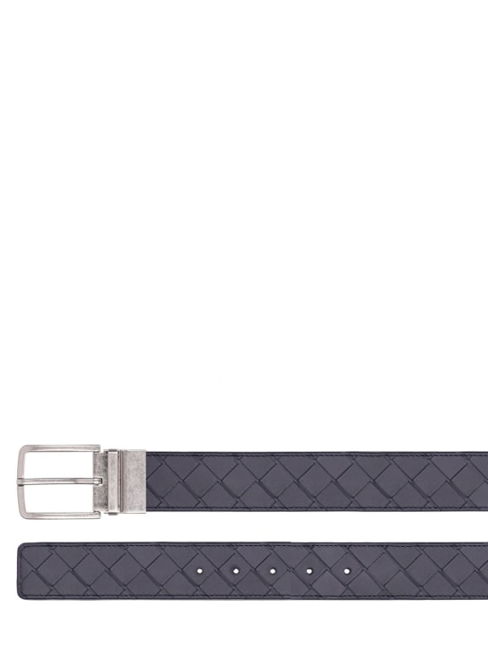 Bottega Veneta: 3.5cm Intrecciato reversible belt - Mavi/Kırmızı - men_1 | Luisa Via Roma