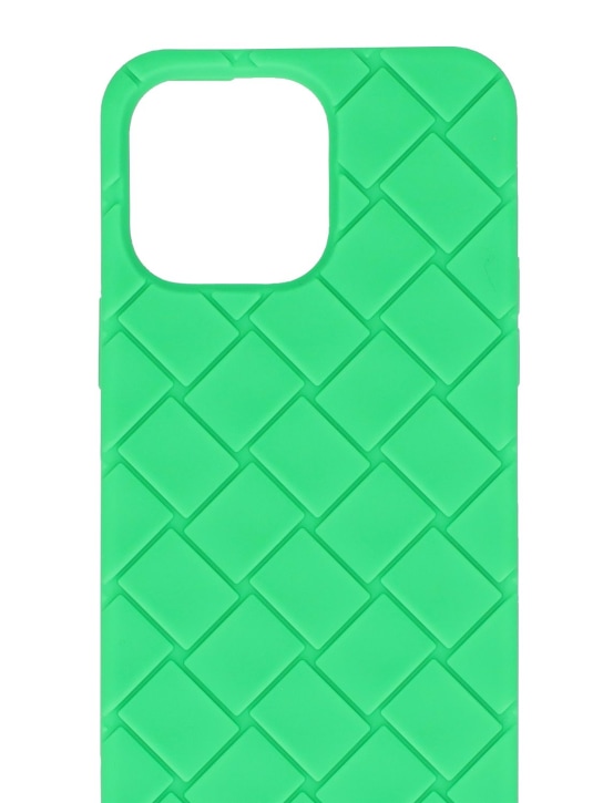 Bottega Veneta: Tech rubber iPhone 14 Pro Max case - Parakeet - men_1 | Luisa Via Roma