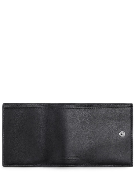 Bottega Veneta: Intrecciato leather tiny tri-fold wallet - Black - men_1 | Luisa Via Roma