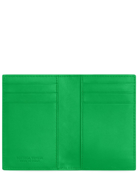 Bottega Veneta: Intrecciato leather flap card case - Parakeet - men_1 | Luisa Via Roma