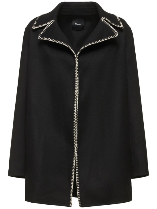 Theory: Stitch overlay wool blend jacket - Black - women_0 | Luisa Via Roma