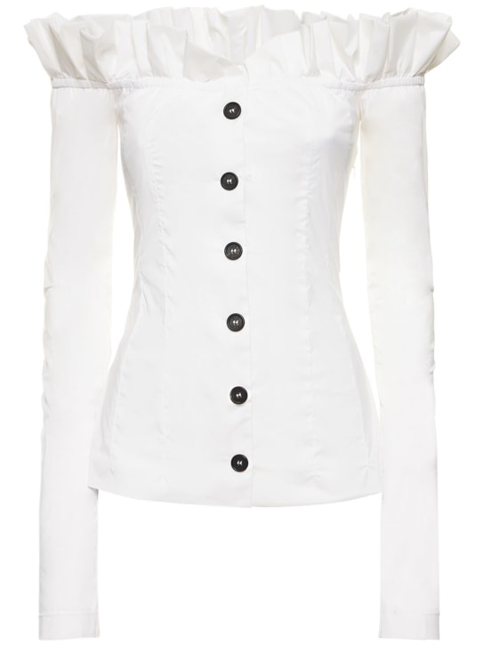 Philosophy Di Lorenzo Serafini: Top de tafetán con hombros descubiertos - Blanco - women_0 | Luisa Via Roma