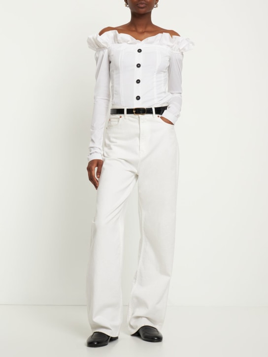 Philosophy Di Lorenzo Serafini: Top de tafetán con hombros descubiertos - Blanco - women_1 | Luisa Via Roma