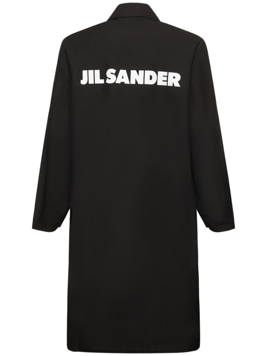 Jil Sander: 印花棉质府绸派克大衣 - 黑色 - men_0 | Luisa Via Roma