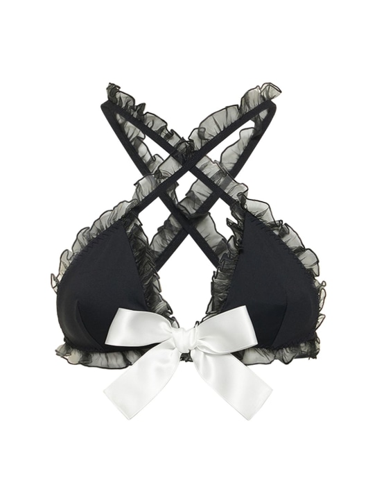 Giambattista Valli: フリルビキニトップ - ブラック - women_0 | Luisa Via Roma