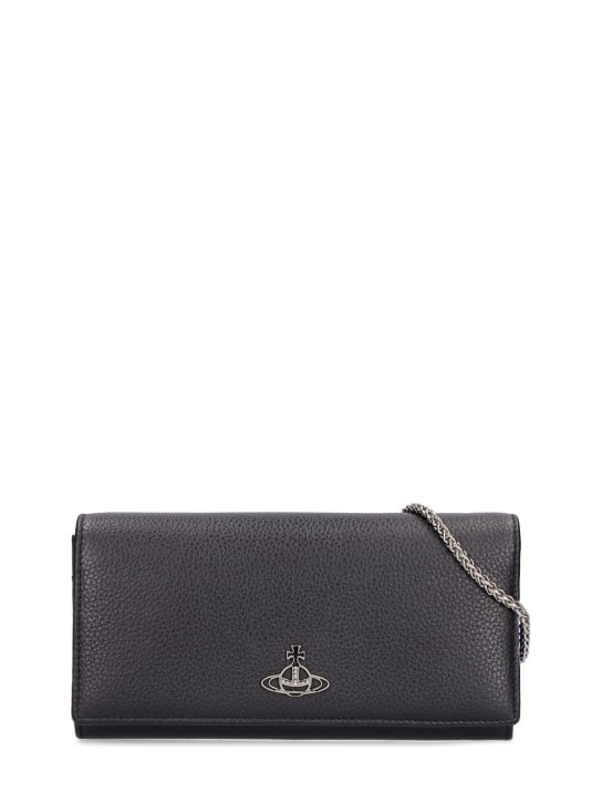 Vivienne Westwood: Long grained leather wallet bag - women_0 | Luisa Via Roma