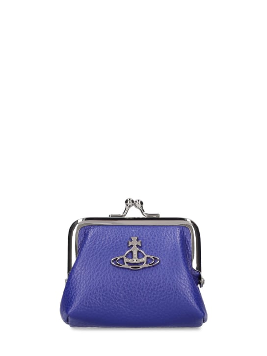 Vivienne Westwood: Mini grained leather coin purse - Blue - women_0 | Luisa Via Roma