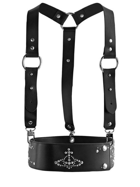 Vivienne Westwood: Embellished leather harness belt - women_0 | Luisa Via Roma