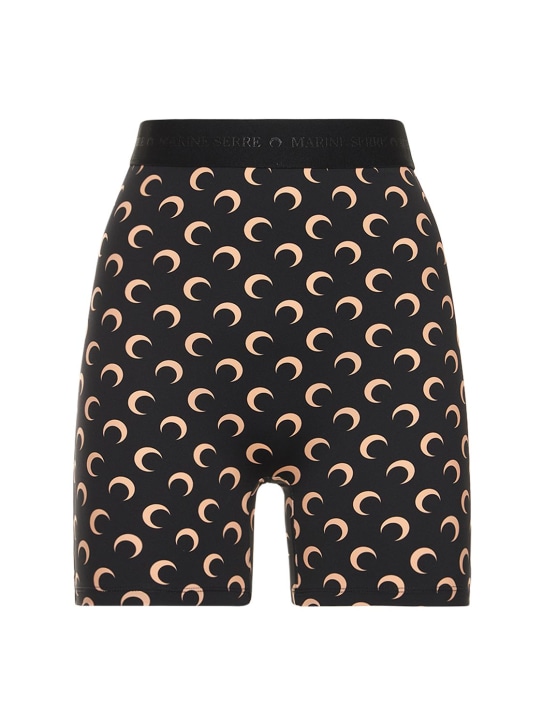 Marine Serre: All over moon print shorts - Black/Tan - women_0 | Luisa Via Roma