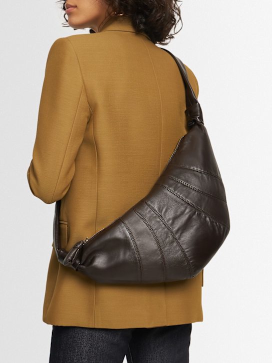 Lemaire: Medium Croissant soft nappa shoulder bag - Dark Brown - women_1 | Luisa Via Roma