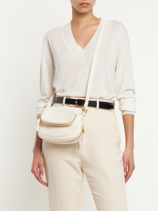 Tom Ford: Sac porté épaule mini en cuir Jennyfer - Blanc - women_1 | Luisa Via Roma