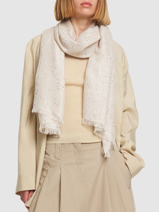 Brunello Cucinelli: Sciarpa con paillettes - Lilla - women_1 | Luisa Via Roma