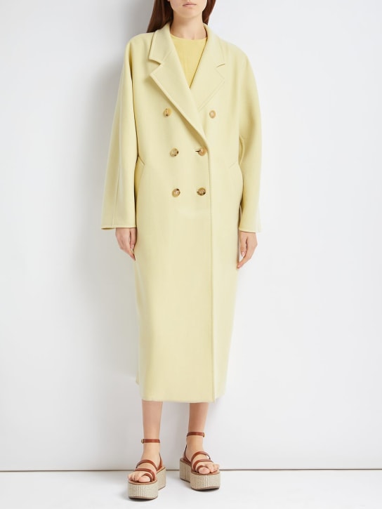 Max Mara: Aia wool blend double breasted long coat - Yellow - women_1 | Luisa Via Roma