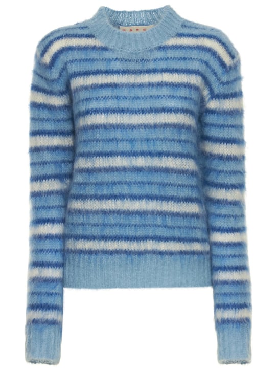 Marni: Mohair blend striped knit sweater - women_0 | Luisa Via Roma