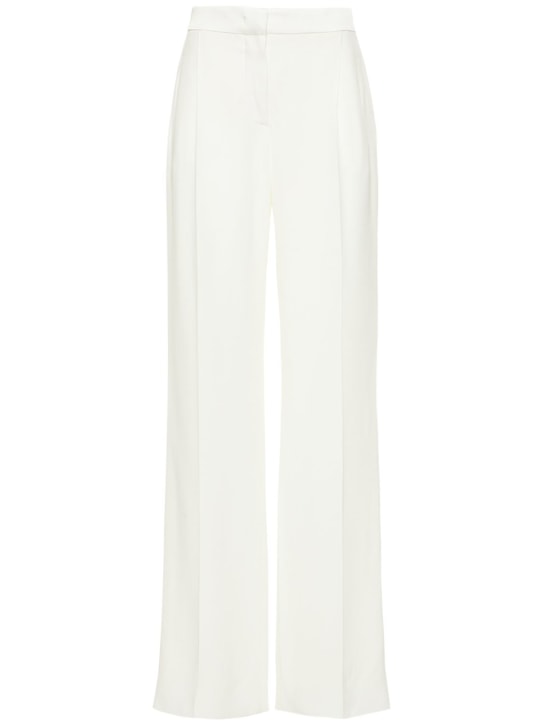 Alberta Ferretti: Enver straight satin tuxedo pants - women_0 | Luisa Via Roma