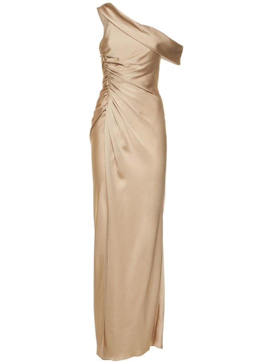 SIMKHAI: Sahara satin long dress w/slit - women_0 | Luisa Via Roma