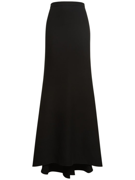 Valentino: Silk cady long column tail skirt - Black - women_0 | Luisa Via Roma