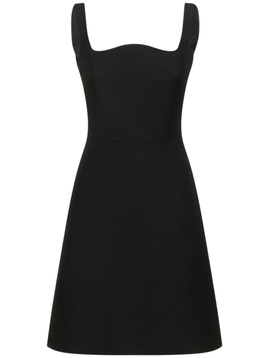Valentino: MIDIKLEID AUS WOLL- UND SEIDENKREPP - Schwarz - women_0 | Luisa Via Roma