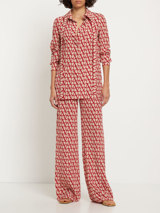 V logo silk crepe de chine shirt - Thumbnail 2