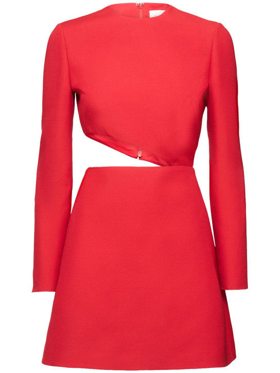 Valentino: Crepe couture side cut out mini dress - Red - women_0 | Luisa Via Roma
