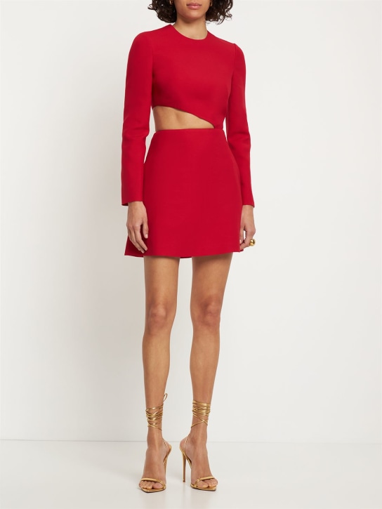 Valentino: Crepe couture side cut out mini dress - Red - women_1 | Luisa Via Roma