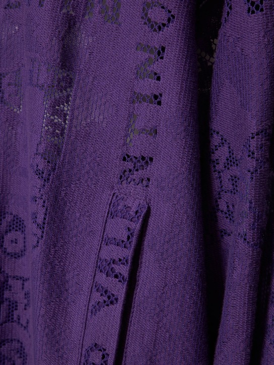 Valentino: Camiseta oversize de encaje de algodón - Morado - women_1 | Luisa Via Roma