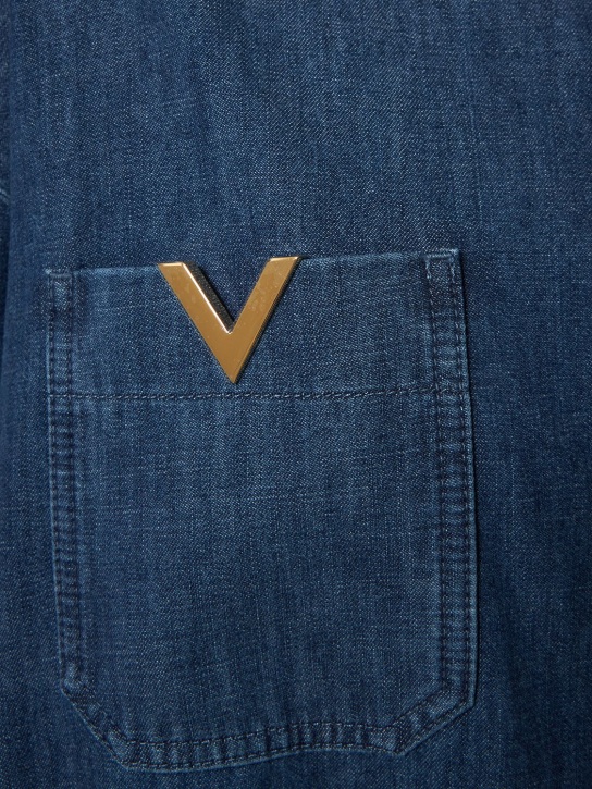 Valentino: Vestido camisero largo de cambray - Azul - women_1 | Luisa Via Roma