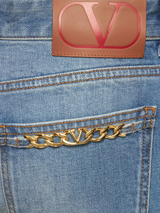 Valentino: Chain logo喇叭腿牛仔裤 - 蓝色 - women_1 | Luisa Via Roma