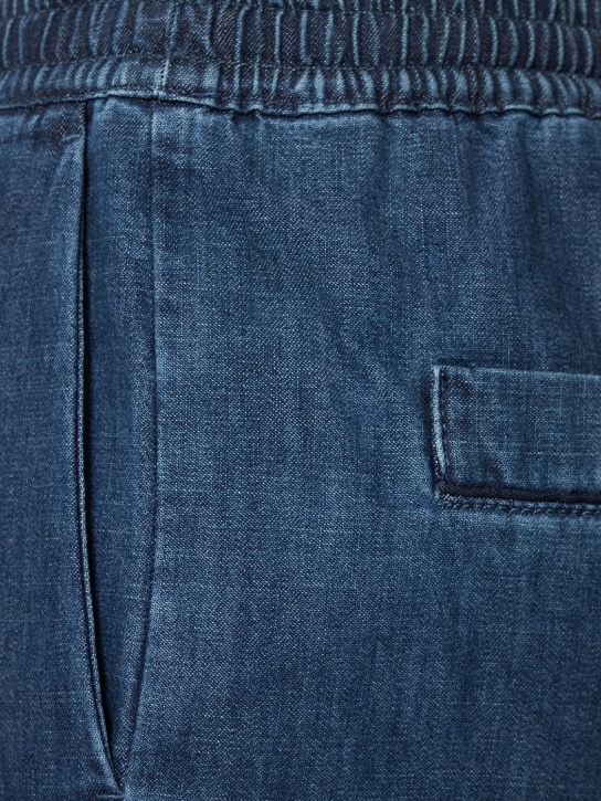 Valentino: Denim chambray wide leg pants - Blue - women_1 | Luisa Via Roma