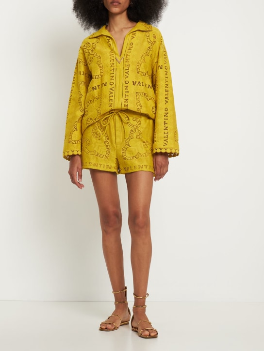 V logo cotton guipure lace shirt dress - Thumbnail 2