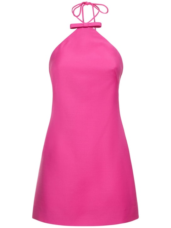 Valentino: Crepe couture halter neck mini dress - Fuchsia - women_0 | Luisa Via Roma