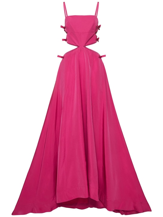 Valentino: Vestido de micro faille con lazo - Fucsia - women_0 | Luisa Via Roma