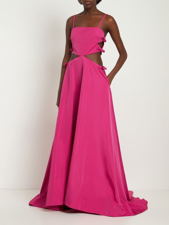 Valentino: Vestido de micro faille con lazo - Fucsia - women_1 | Luisa Via Roma