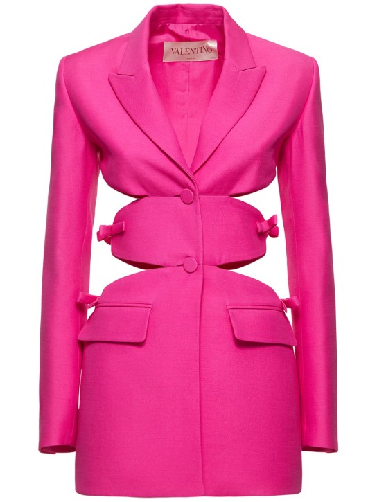 Valentino: Wool & silk crepe bow sides mini dress - women_0 | Luisa Via Roma