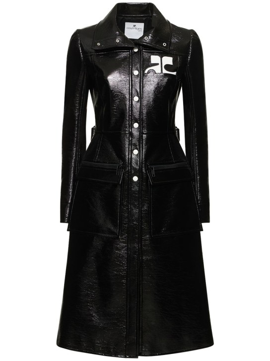 Courreges: Trench-coat en vinyle - Noir - women_0 | Luisa Via Roma
