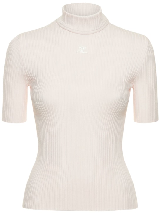 Courrèges: Knit viscose blend logo top - women_0 | Luisa Via Roma