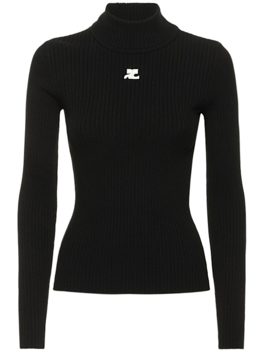 Courrèges: Knit viscose blend logo jumper - women_0 | Luisa Via Roma