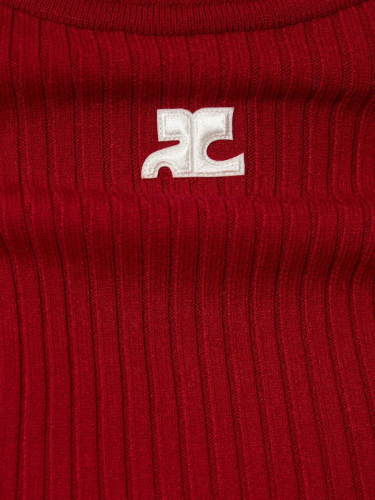 Courreges: Knit viscose blend logo top - Kırmızı - women_1 | Luisa Via Roma
