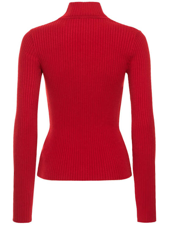 Courrèges: Knit viscose blend logo jumper - Red - women_4 | Luisa Via Roma