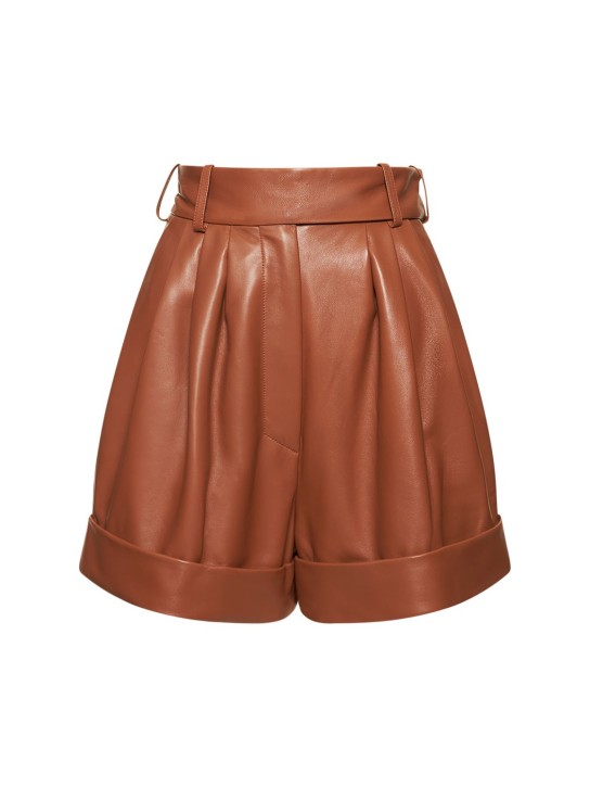 high-waisted leather shorts