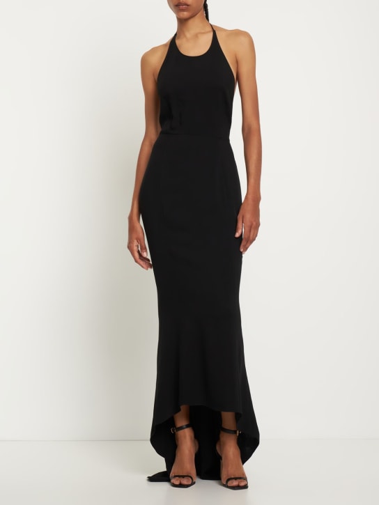 Alexandre Vauthier: Crepe open back long halter dress - Black - women_1 | Luisa Via Roma