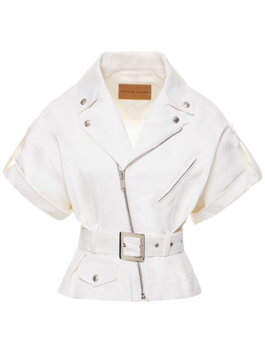 Denim zip jacket w/ belt - Thumbnail 1