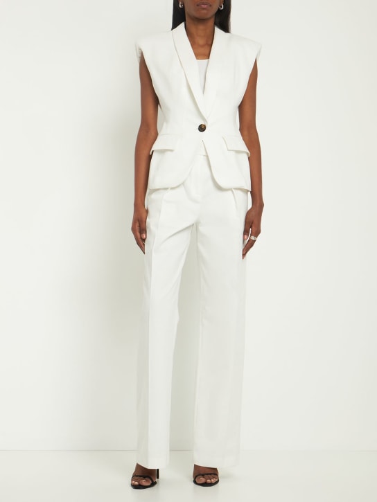 Straight high waist twill pants - Thumbnail 2