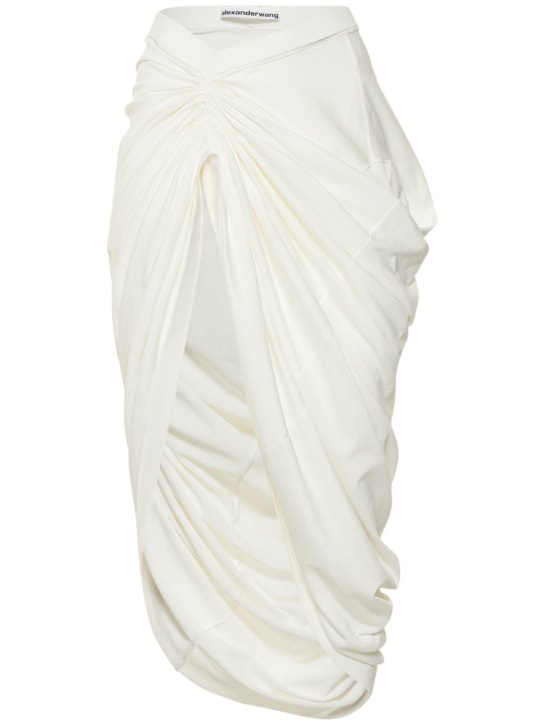 Alexander Wang: Asymmetrical draped cotton midi skirt - women_0 | Luisa Via Roma